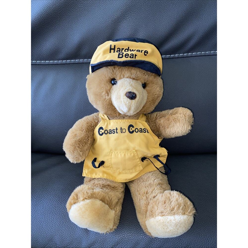 JRL Toys Hardware Bear Plush Coast To Coast Yellow Apron Cap Tools 16 Inch Vtg